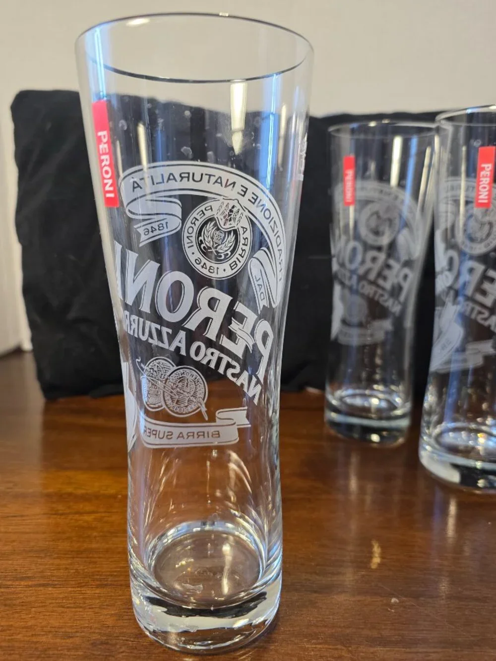Peroni Nastro Azzurro Etched Beer Glasses set of 6